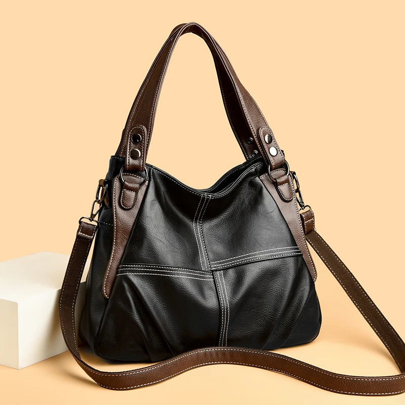 Genuine Soft Leather Handbags for Women Vintage Shoulder Tote Bag Luxury Designer Ladies Large Capacity Purse Bags Sac A Main