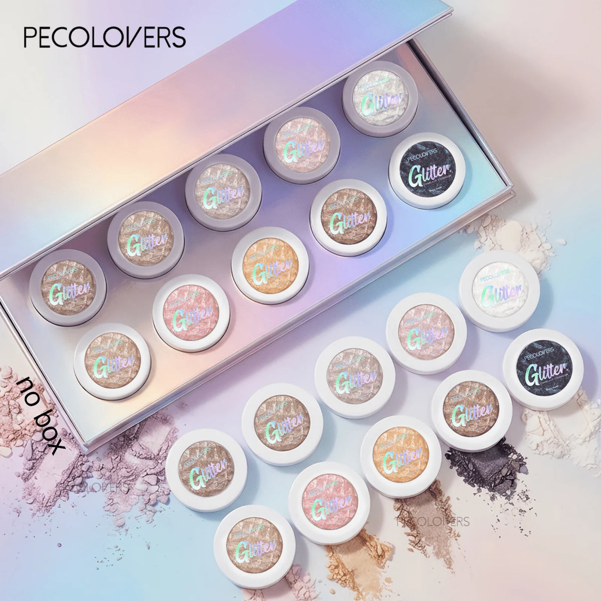 10-piece glitter highlight eyeshadow palette with mashed potato texture, lasting shimmer, and brightening highlighter shades