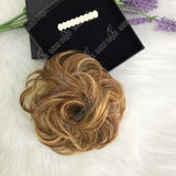 Messy bun hairpiece with curly waves, natural fluffy texture and elastic ponytail extension for women, HSF Marketplace