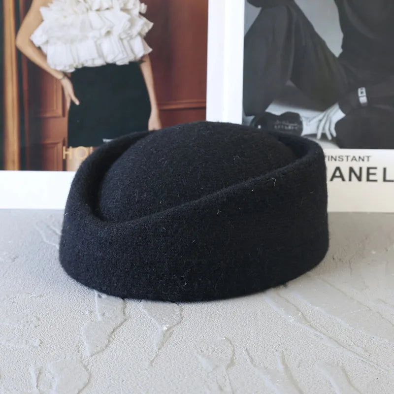 Women's warm wool blend winter beret hat in an elegant style, HSF Marketplace brand