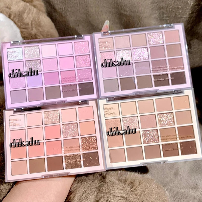 20-color Korean eyeshadow palette with purple matte, pearlescent and glitter shades for eye makeup