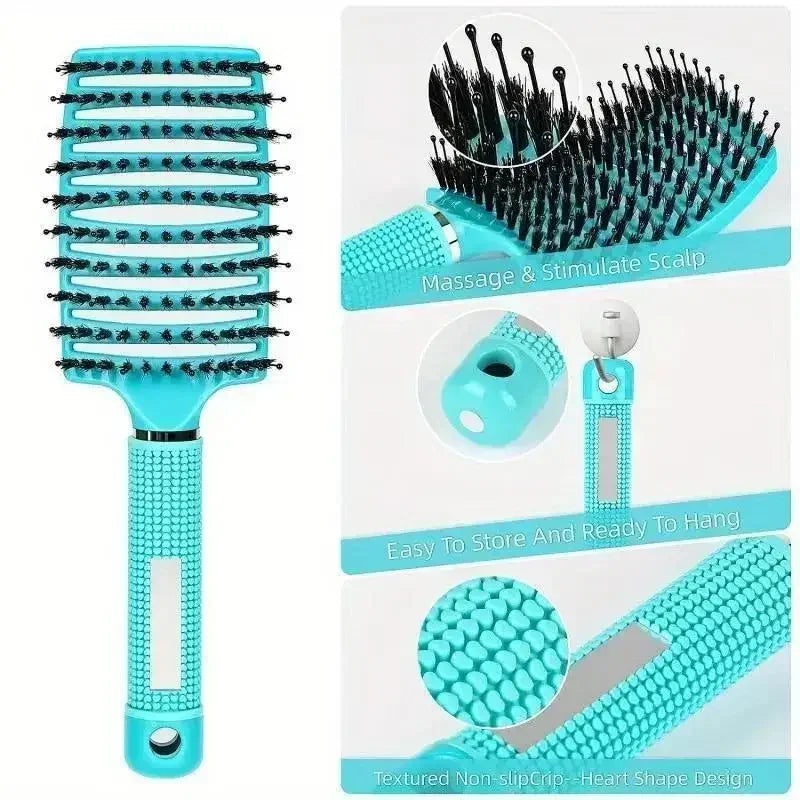 HSF Marketplace detangling hair brush for curly hair with flexible bristles and scalp massage design