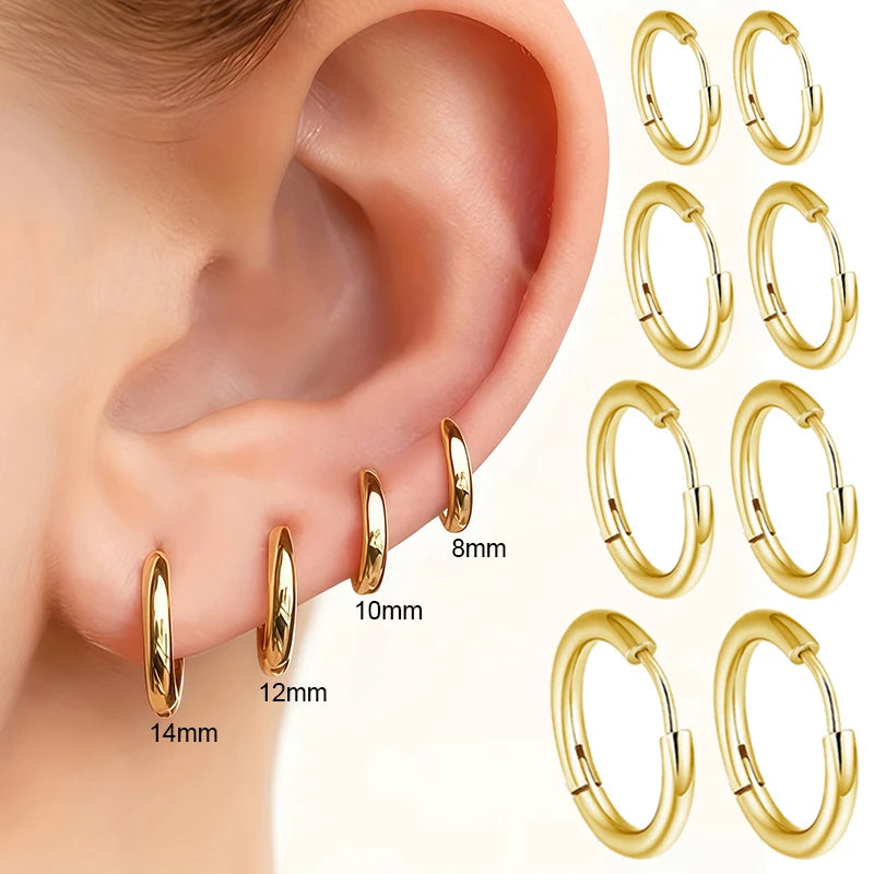Classic HSF Marketplace stainless steel round hoop earrings for women