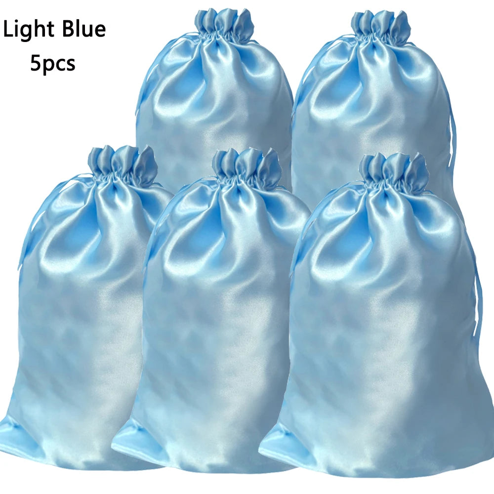 1/5pcs Satin Bags for Packaging Hair Extensions, Bundles, Wigs Soft Silk Pouches With Drawstring for Hair Tools Storage Bags