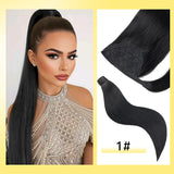 Yelo Ponytail Human Hair 14-18" Highlight Ponytail Extensions 100% Real Human Ponytail Hair Extensions 60g/Set For Women