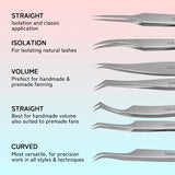 LUKATME Eyelash Tweezer Anti-Slip Fiber Tip Eyelash Extension Tools Stainless Steel Professional Precision Tweezer for Makeup
