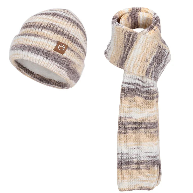 Gradient color knitted hat scarf and gloves set for women by HSF Marketplace