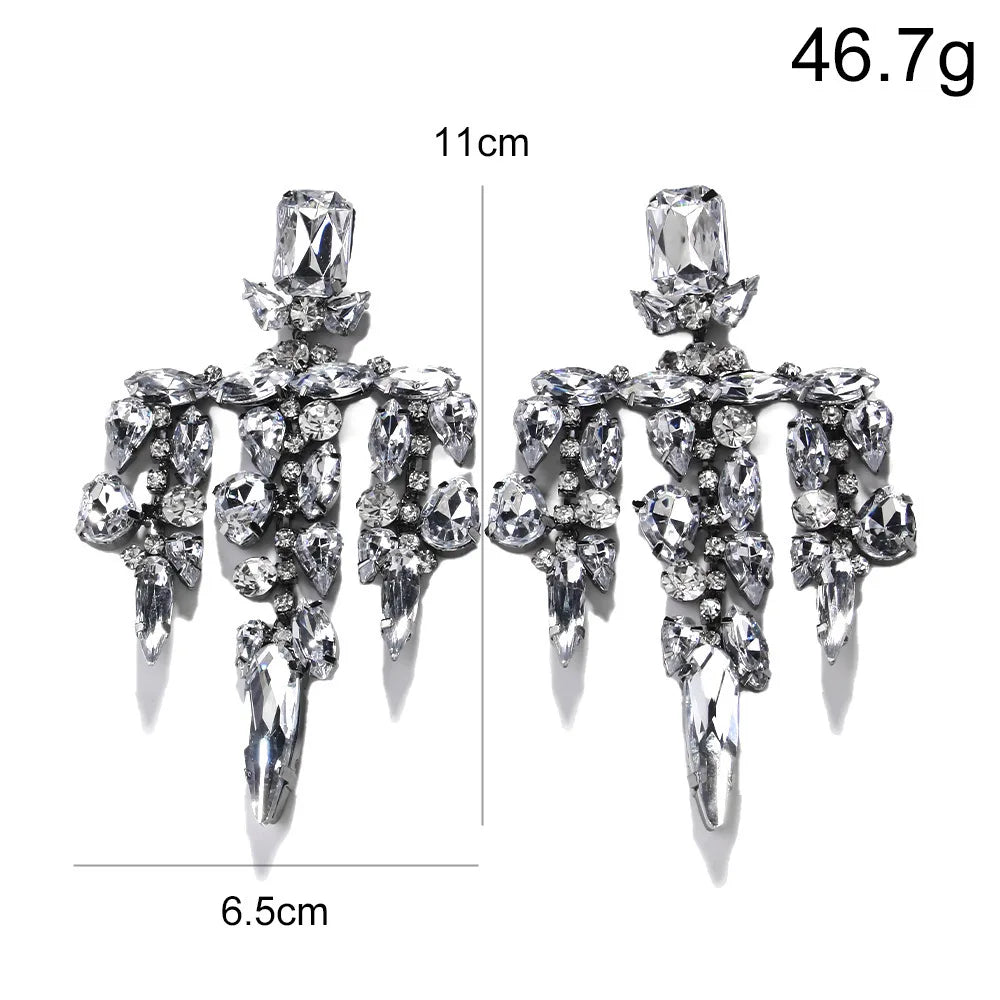 Sparkling silver crystal chandelier earrings by HSF Marketplace for elegant occasions