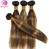 Brazilian P4/27 Highlight Bundles With Closure 4x4 Transparent Lace Closure With Straight Bundles 3/4 Human Hair