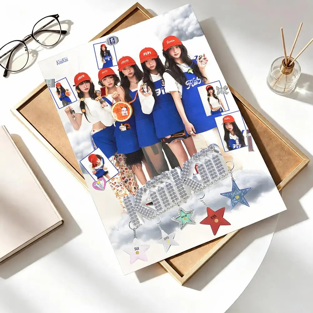 Kpop girl idol group kiiikiii self-adhesive poster wall art, K-culture merch by HSF Marketplace