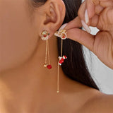 Trendy Christmas asymmetrical dangle earrings for women by HSF Marketplace, festive holiday jewelry design