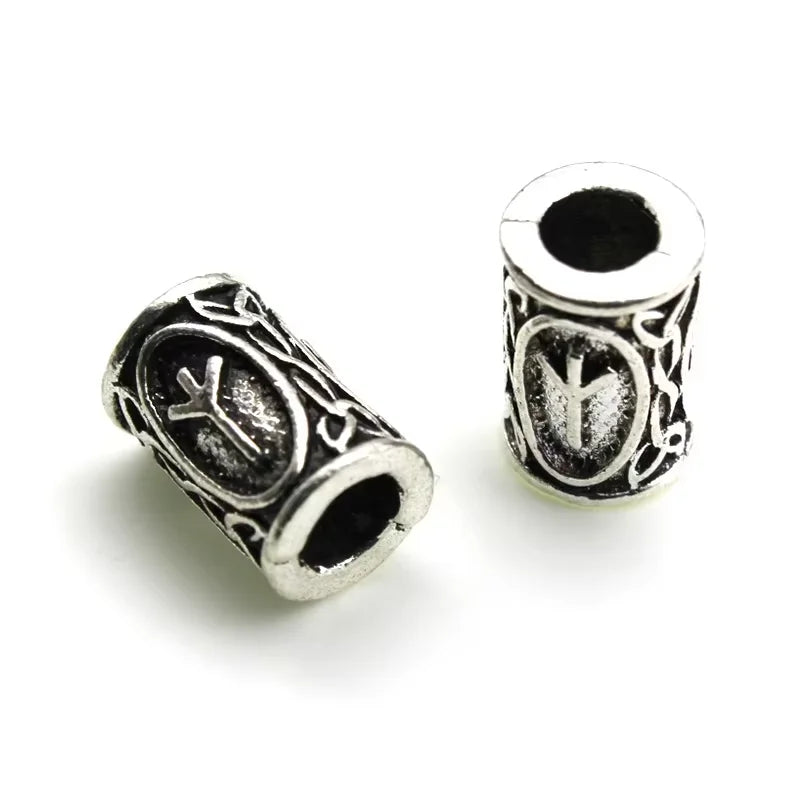 10Pcs/Lot Viking Rune Beads Alloy Tube Spacer Beads Hair Braid Beard Dreadlock Beads Knife Beads Pendant for DIY Jewelry Making