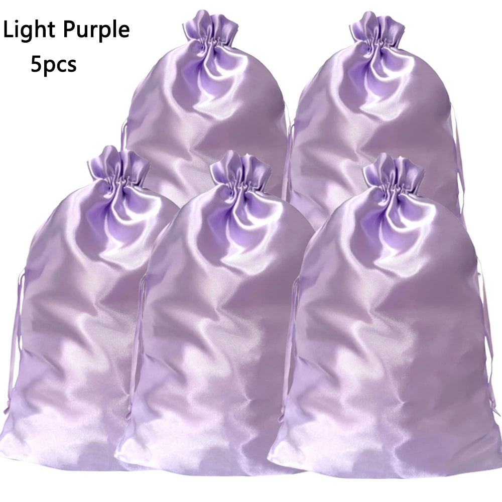 1/5pcs Satin Bags for Packaging Hair Extensions, Bundles, Wigs Soft Silk Pouches With Drawstring for Hair Tools Storage Bags