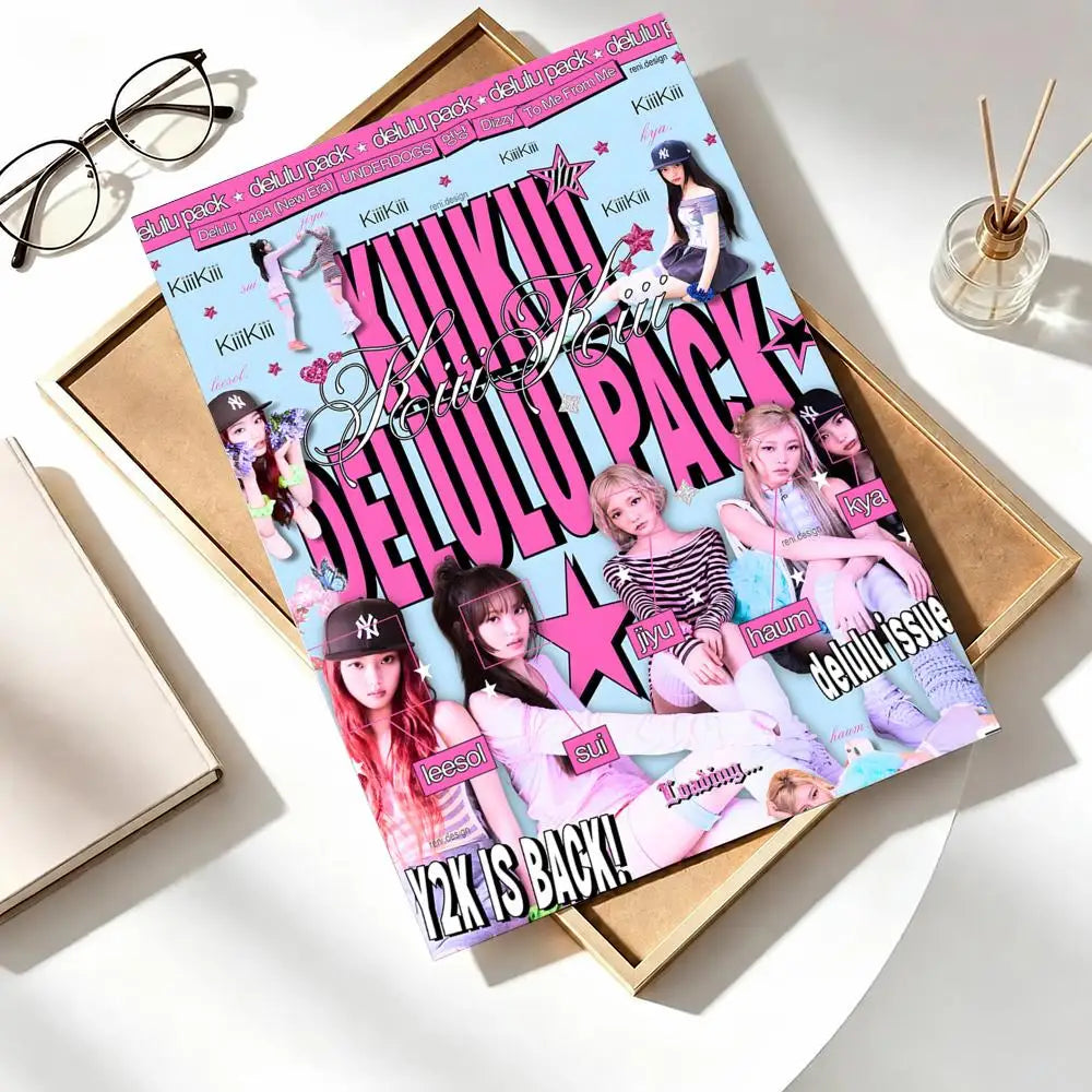 Kpop girl idol group kiiikiii self-adhesive poster wall art, HSF Marketplace K-culture merch