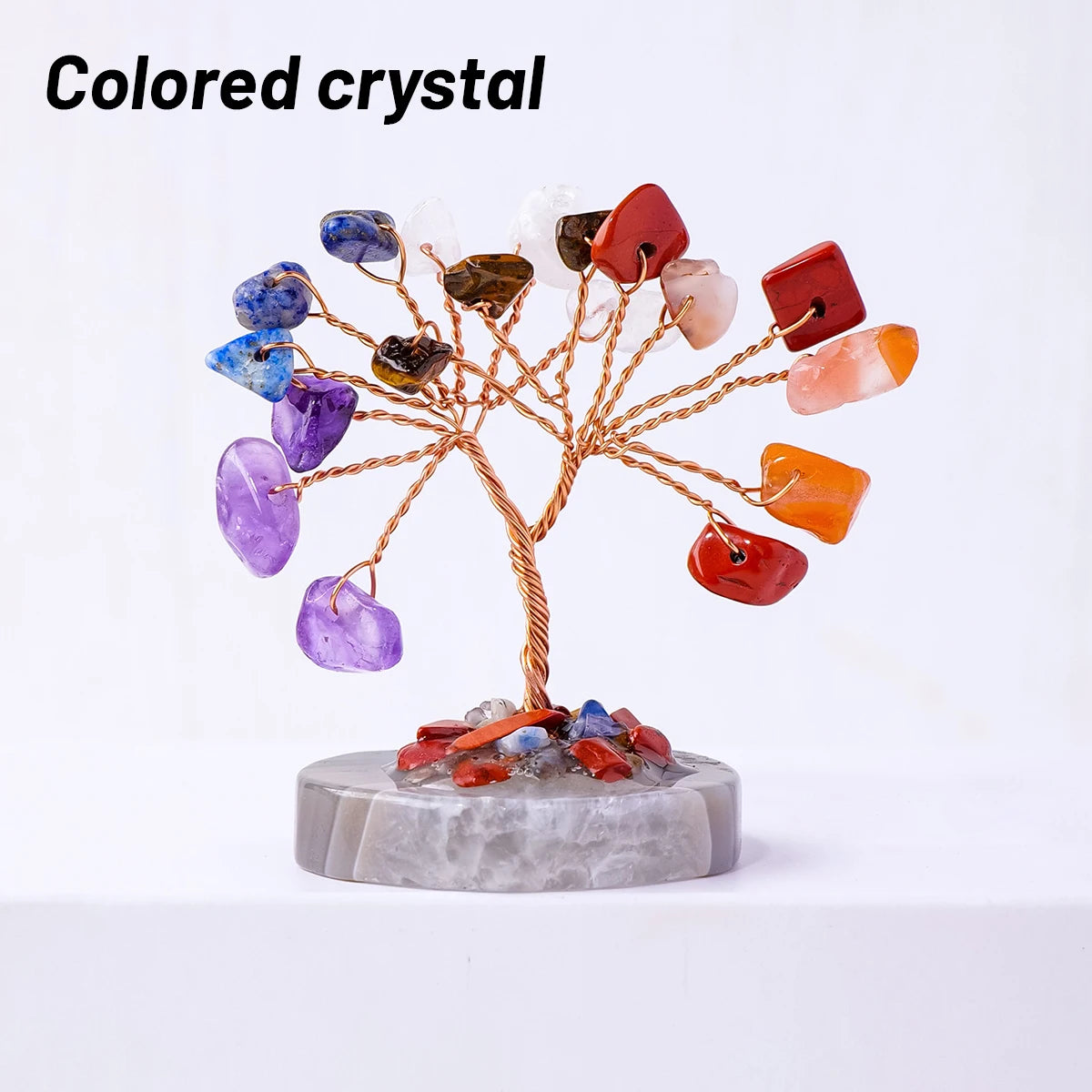 12pcs/box Natural Gemstone Crystal Chakela Lucky Tree With Agate Base Home Office Desk Living Room Crystal Decor Mini Sized Home