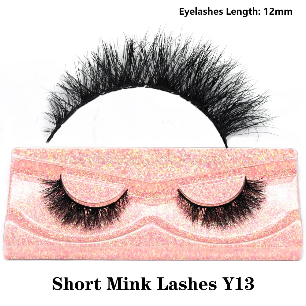 3D real mink false eyelashes with fluffy, wispy short clusters in a natural lash design