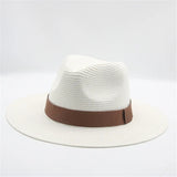 Black ribbon Panama straw hat for women, spring and summer sun protection