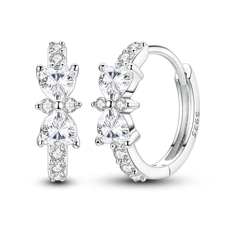 Hypoallergenic CZ zircon hoop earrings in 925 sterling silver by HSF Marketplace
