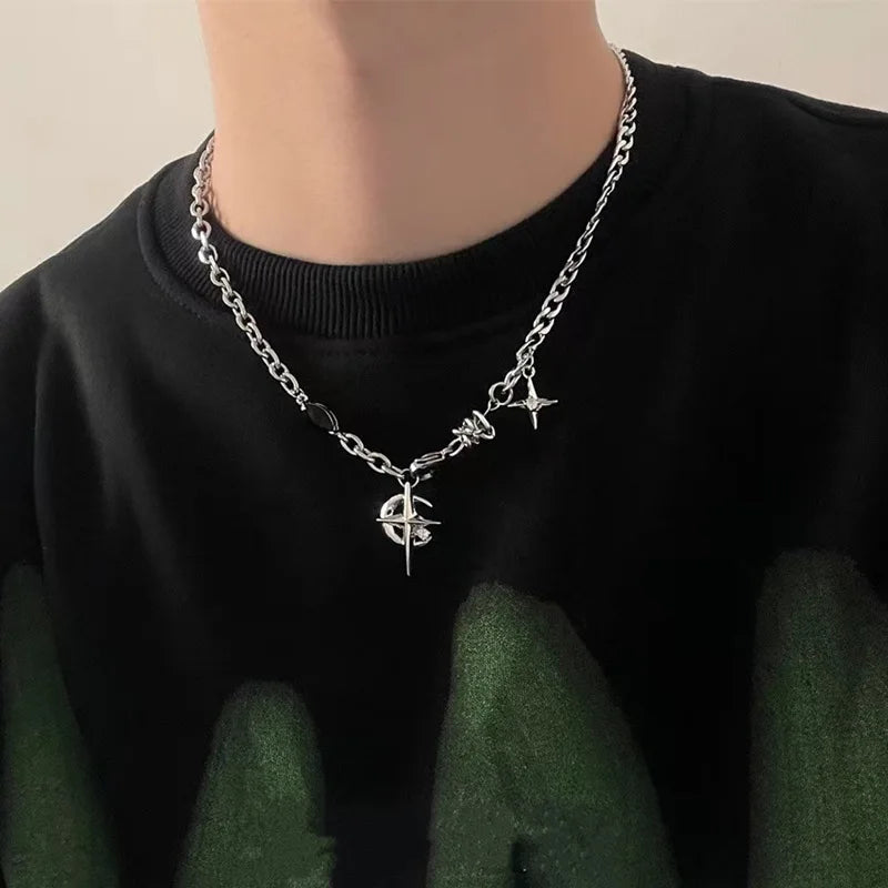 Y2K star zircon pendant necklace for women, featuring a sparkling star-shaped charm on a delicate chain