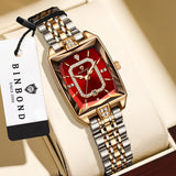 BINBOND Zircon Luxury Reloj Original Waterproof Sturdy Auto Date Women's Watches Ladies Wristwatch Quartz Watch For Women