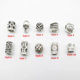Silver Viking rune hair braid beads for dreadlocks and beards, close-up product view