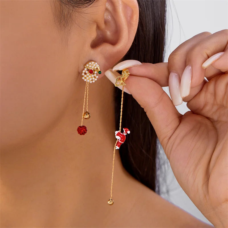 Moving Santa Claus tassel dangle earrings by HSF Marketplace for festive style