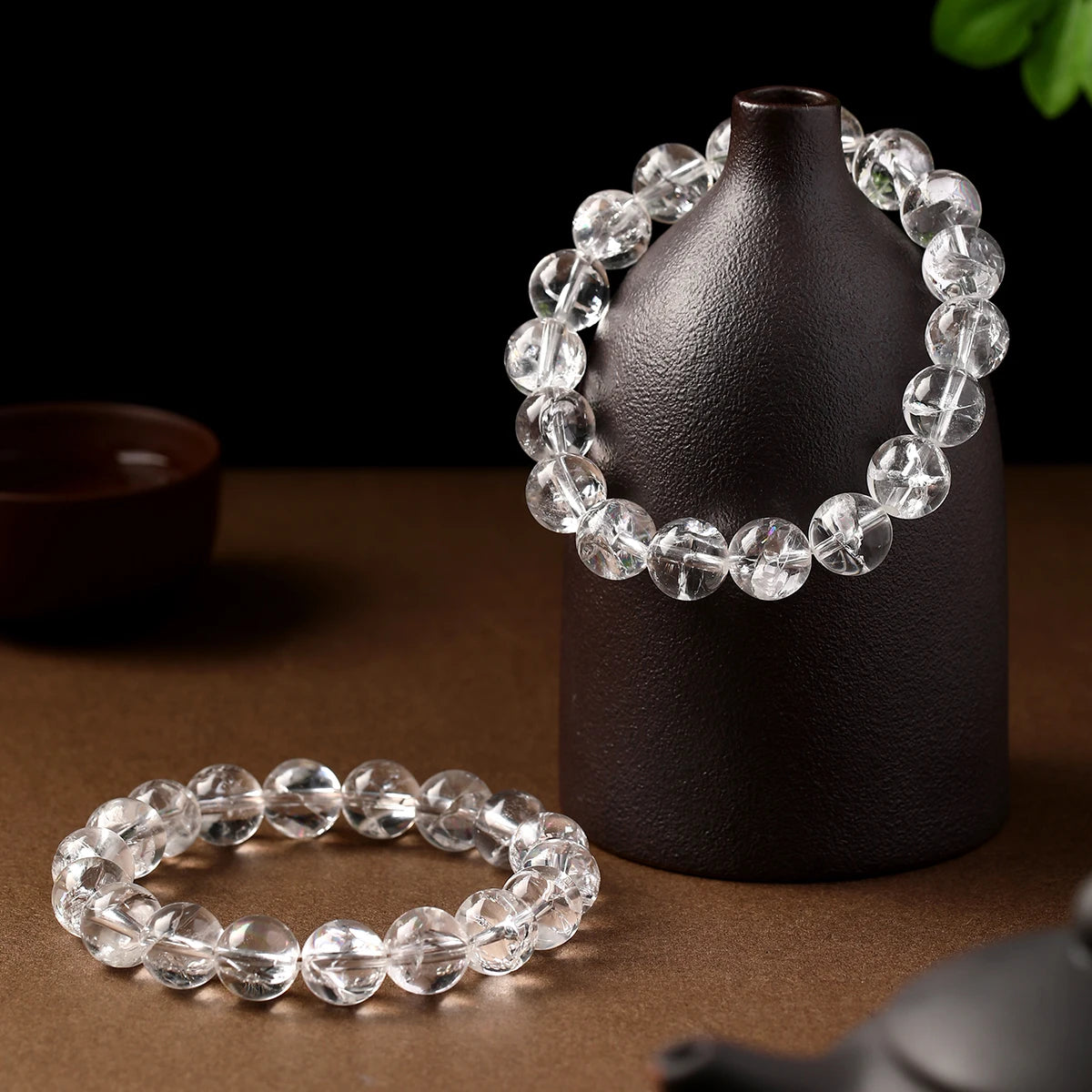 Natural White Azez Quartz Crystal Beaded Bracelet Unisex Elastic Stretch Band Mindfulness Clarity Stone Bracelets Jewelry Gifts