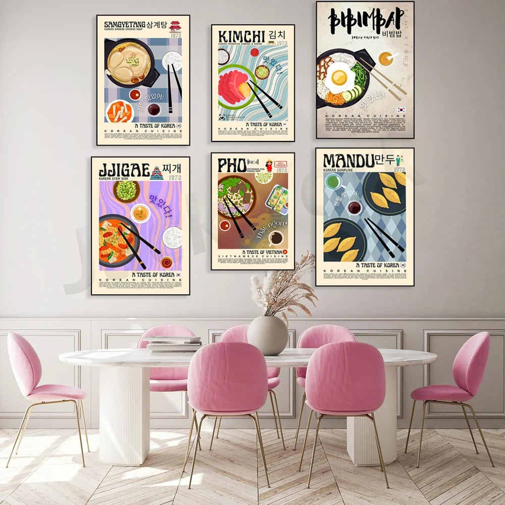 Vintage kimchi poster featuring retro Korean cuisine artwork, K-Culture wall art by HSF Marketplace