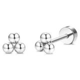 Drperfect 1Pair Flat Back Earrings for Women Surgical Steel Earrings for Sensitive Ears Hoop Stud Cartilage Tragus Piercings