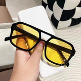 Square big frame sunglasses for men and women, lightweight black and yellow sun glasses with UV protection by HSF Marketplace
