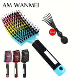 HSF Marketplace detangling hair brush for curly hair with flexible bristles and scalp massage design