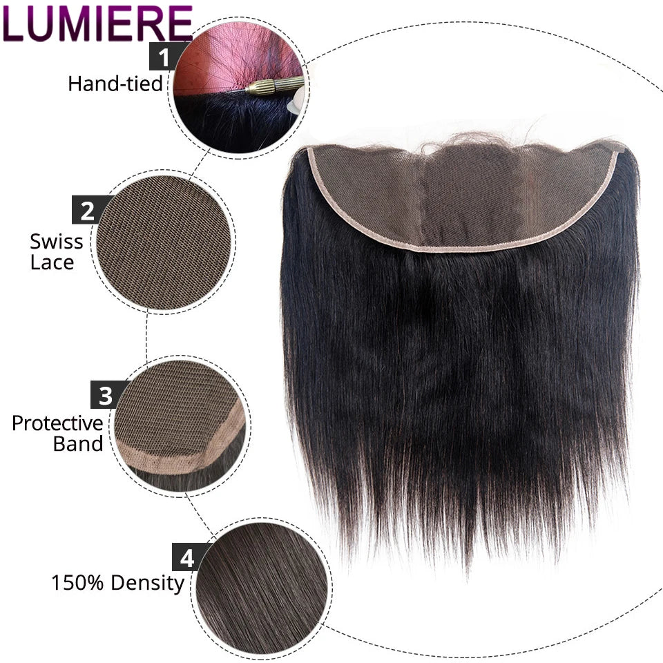 Virgin Bone Straight Human Hair Bundle With Closure Frontal HD Transparent Jerry Curly Hair Bundle Deal Hair Extension Wholeasle