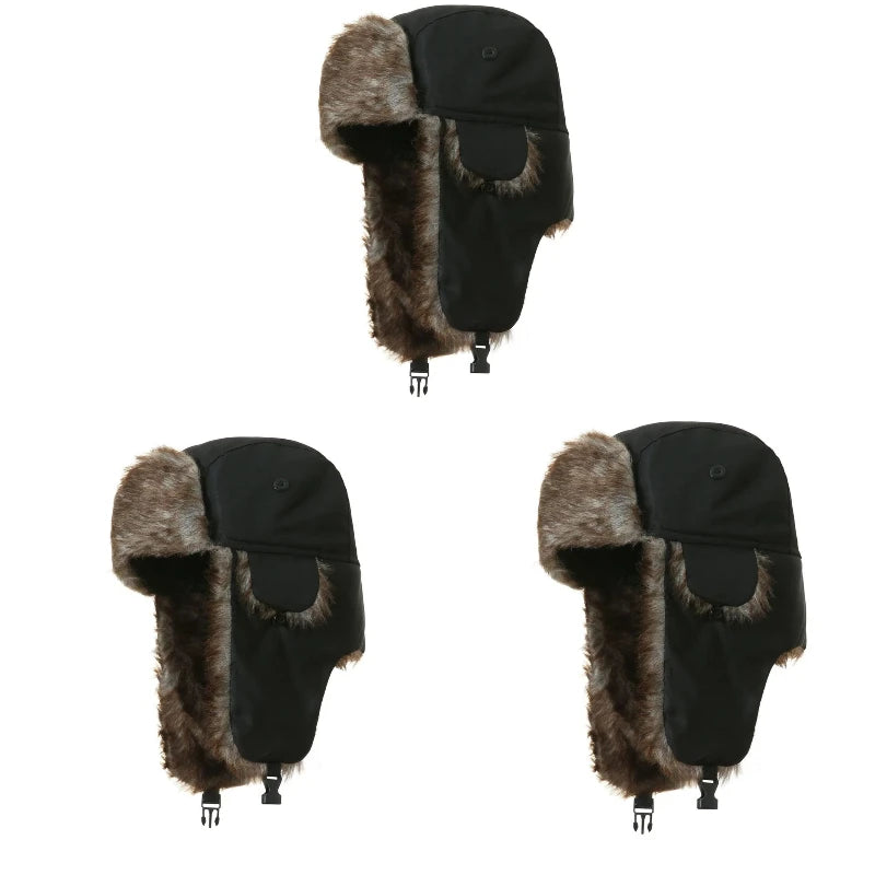 Women's HSF Marketplace faux fur trapper aviator hat with warm earflaps for winter skiing