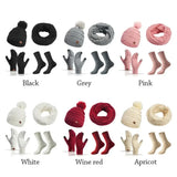Women's winter hat, scarf, and gloves set with faux fur ball by HSF Marketplace