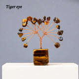 1pc Natural Gemstone Crystal Chakela Lucky Tree With Block Base Home Office Desk Living Room Crystal Decor Mini Sized Home
