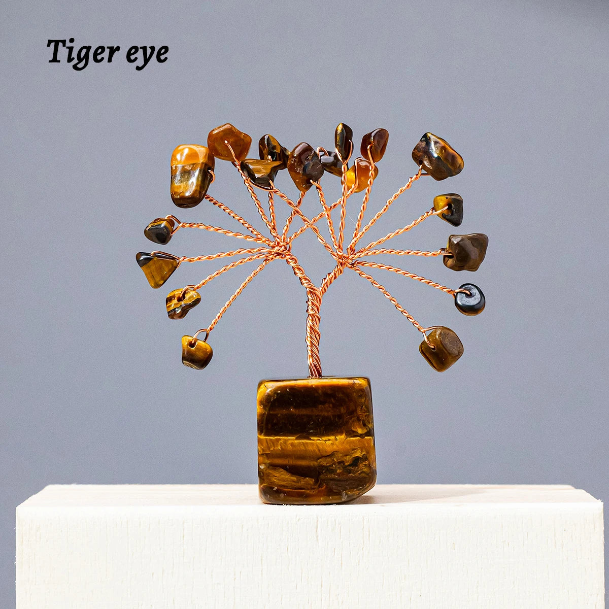1pc Natural Gemstone Crystal Chakela Lucky Tree With Block Base Home Office Desk Living Room Crystal Decor Mini Sized Home