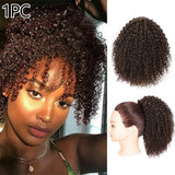 HSF Marketplace Brazilian Remy human hair kinky curly drawstring ponytail extension in natural curly texture
