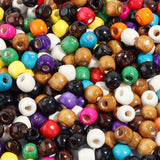50-100Pcs Natural Wooden Beads Colorful Barrel Shaped Wood Beads Big Hole Loose Beads For Jewelry Making DIY Hair Accessories