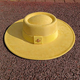 Wide brim vegan suede fedora hat for women, soft tan finish with a classic structured crown