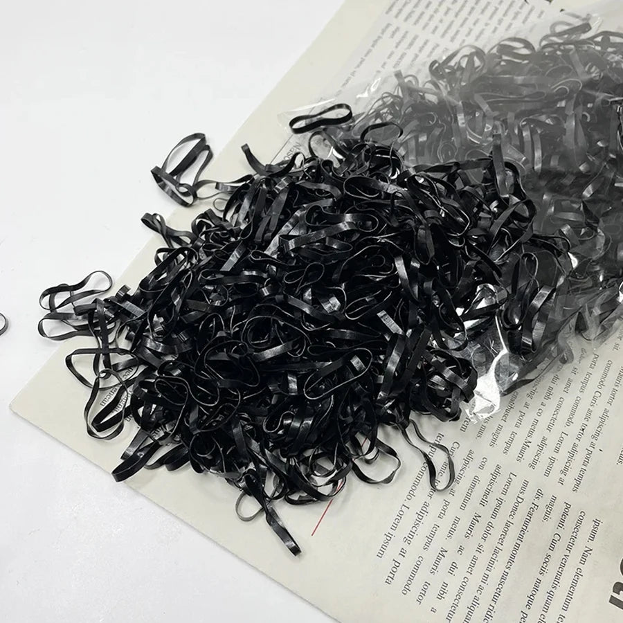 100-1000Pcs Black Disposable Rubber Band Elastic Hair Bands Girls Headband Children Ponytail Holder Bands Kids Hair Accessories