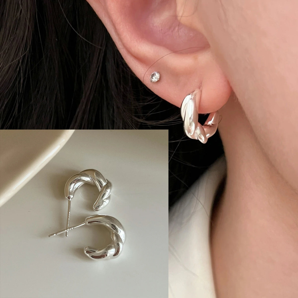 925 Sterling Silver Bow Knot Ear Clip for Women - Sweet Jewelry Gift