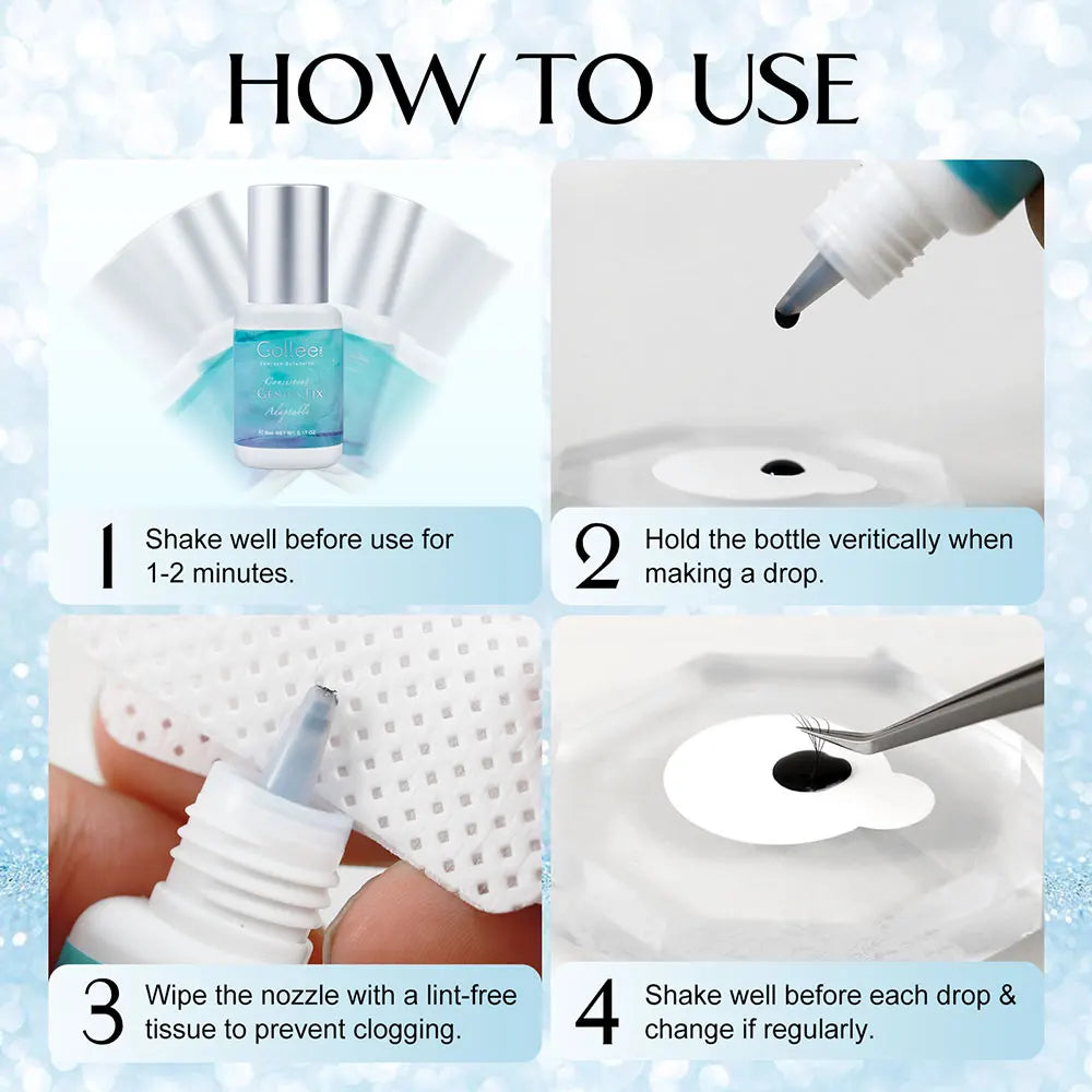 Gollee All Season Glue for Lash Extension 0.5s Fast Drying Strong Glue Stick False Eyelash 6-8 Weeks Waterproof Adhesive Makeup