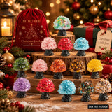 1PC Random Crystal Tree Figurine, Natural Gemstone Chip Mini Tree, Christmas Desktop Shelf Decor Gift
