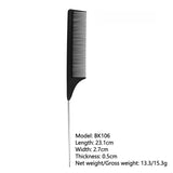 Black carbon professional hairdressing comb with double-sided design, heat resistant, anti-static, ideal for salon barber styling.