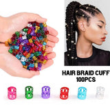 100pcs Colorful Gold Silver Dreadlock Hair Ring Cuff Clip Hair Braids Dirty Braids Beads Buckles Hairpin Jewelry Accessories