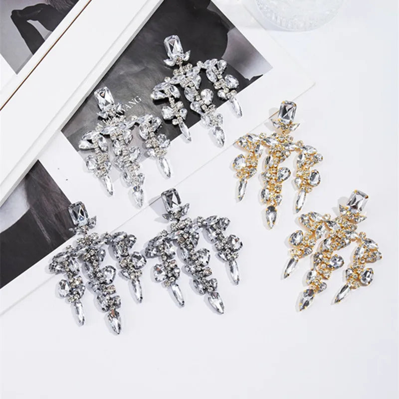 Silver crystal chandelier earrings for elegant occasions by HSF Marketplace