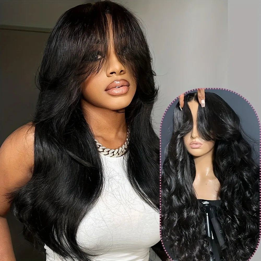 250 density body wave human hair wig with 13x6 HD lace front, pre-plucked hairline, bleached knots, and 3D dome cap