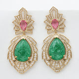 Colorful Purple Green Dangle Earrings for Women Luxury Jewelry Wedding Evening Party Big Drop Earrings Elegant Female Gift