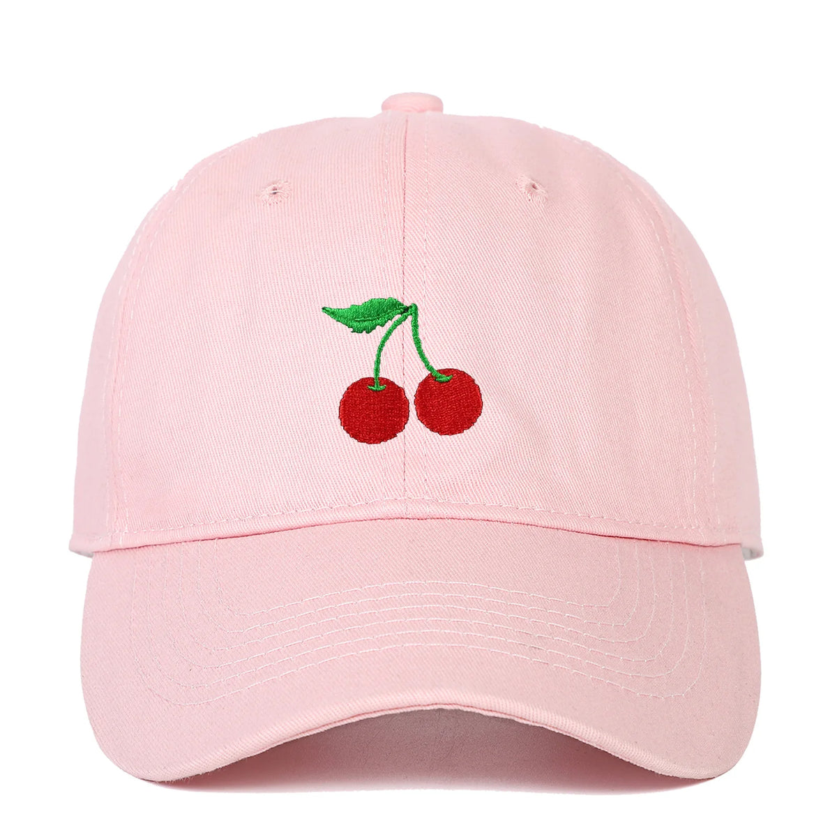 Cherry embroidery duckbill baseball soft top hat for women and men, outdoor sunshade and sun protection hat