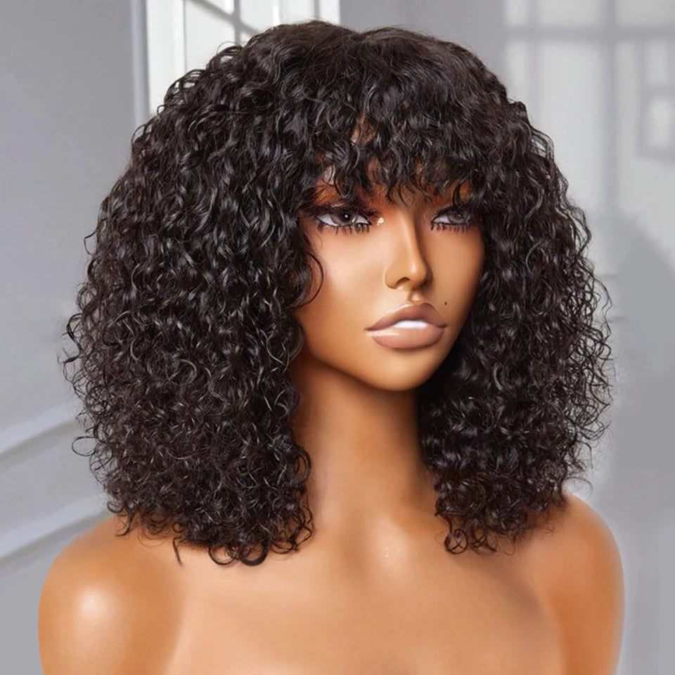 Jerry curly pixie bob human hair wig with bangs for women, HSF Marketplace brand